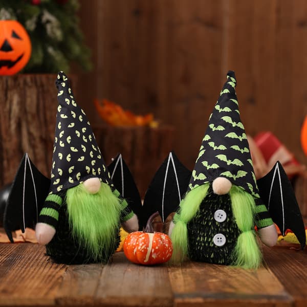 Halloween New Green Bat Gnome Ornament Faceless Do