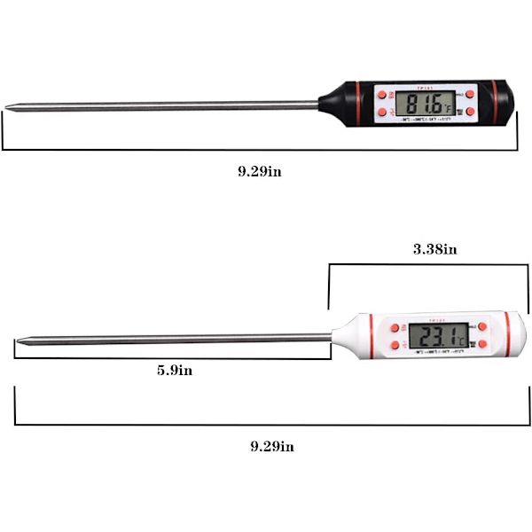 2-pakks Digitalt Kjøtttermometer - Instant Read Kjøtttermometer Digital med Sonde, Sukkertermometer og Mattermometer, Perfekt for Matlaging