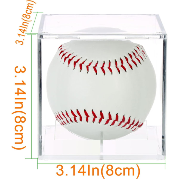 2-pak Baseball Display Case, Autografert Baseball Case for Display, UV-beskyttet Baseball Cube Display, Minnebaseball, Sportsbaseball