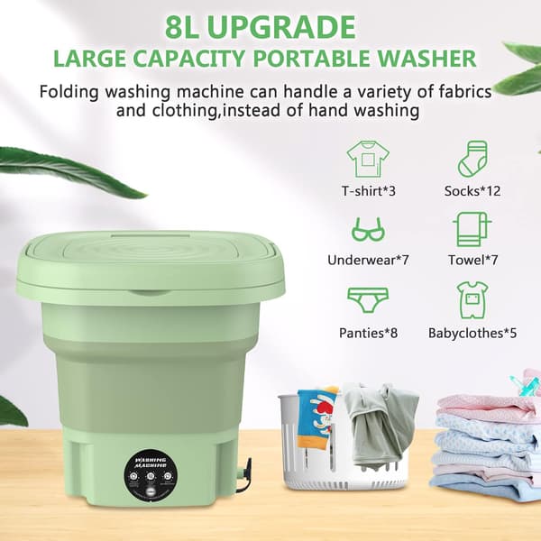 Portable Washing Machine and Dryer Combo - 8L Foldable Mini Laundry System with UV Sanitization for Apartments, Dorms & Travel