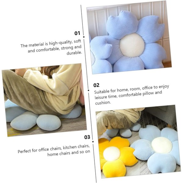 1 st Blompillow (39 cm, Blå) - Blå Körsbärsblommor Forma Kudde, Söt Blomma Plysch Golv Kudde Matta, Sovrum Soffa Stol Dekoration
