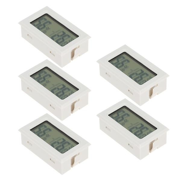 5 stk. Udendørs Digital Hygroskop Indbygget Mini Trådløs Digital Hygroskop Hvid 4,5X2,5cm