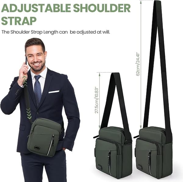 Messenger-tasker til mænd med flere lommer, afslappede crossbody-tasker til mænd til forretning, daglig brug, rejser (19*9*24cm)