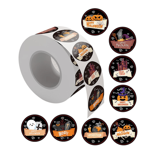 500 stk/rull Happy Halloween Klistremerker 8 Design \"Trick Or Treat\" Dekorative Konvoluttforsegling Klistremerke Kort Gave