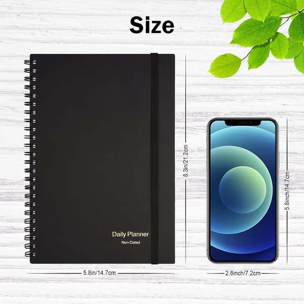 Undated Daily Planner - To-Do List Notebook with Spiral Binding