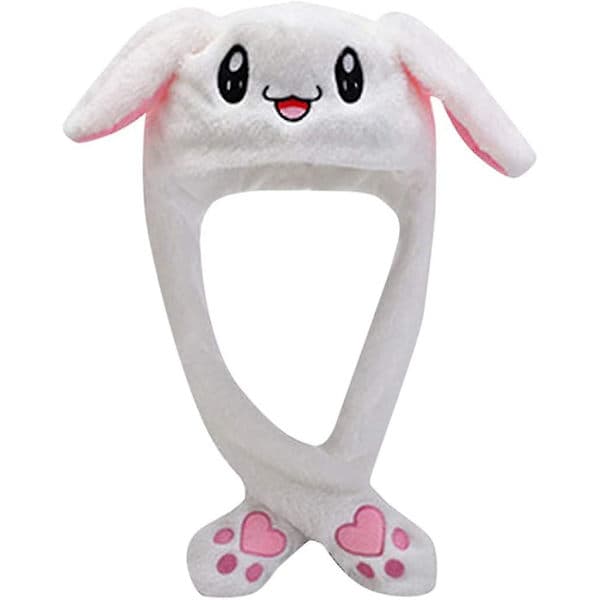 Rabbit Hat with Moving Ears, Hopping Hat, Funny Rabbit Plush Hat for Women