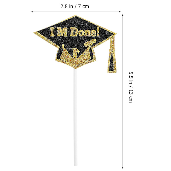 10 stk. Graduation Party Cupcake Kage Dessert Toppers Kreative Papir Kage Toppers Sort 13x7x0,02cm