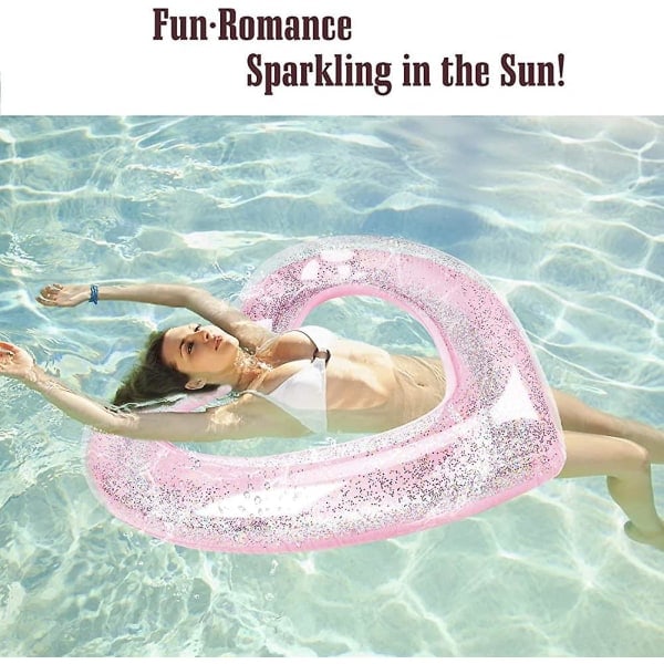 Oppustelig BadeRing, 120cm Diameter Hjerteformet Sommer Pool Float Gave