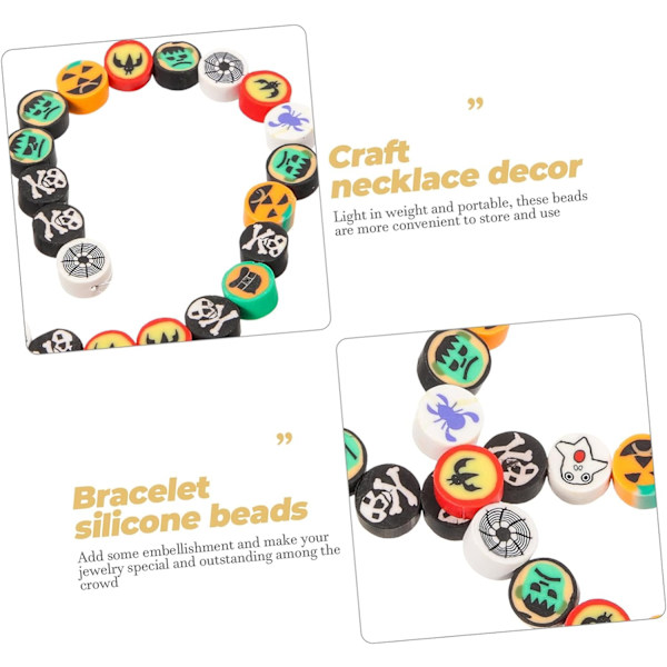 100 st Halloween Dekoration Pärlor Halsband Choker Armband Tillbehör DIY Charms Polymerlera Pärla Dekorera Tillbehör Smycken