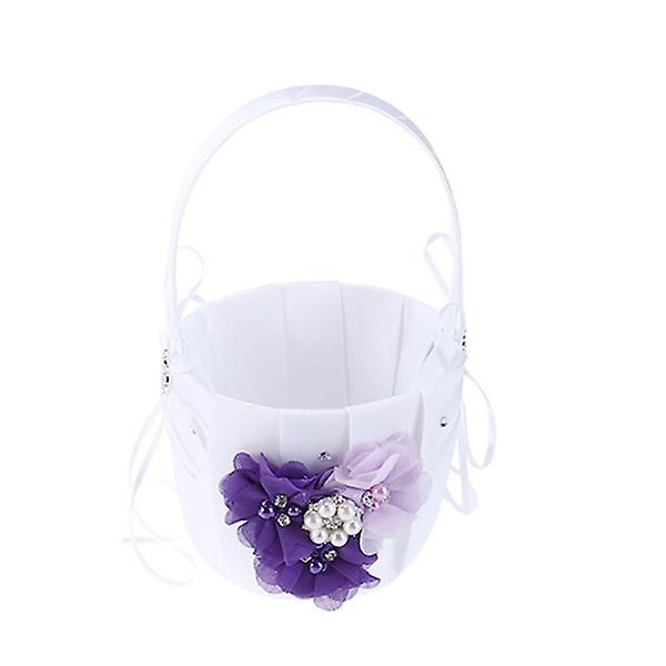 Blomsterpigekurv Bryllupsblomsterkurv Kurv Brud Smuk Blomsterkurv Blomsterkurve Bryllup Purple