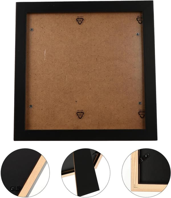 Square Wooden Photo Frame Simple Creative Design Black Wood Material Stable Movable Support