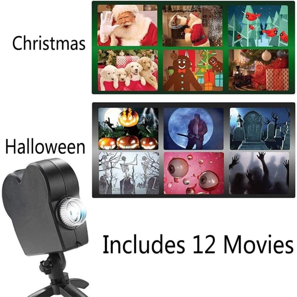 Vindue Projektor, Halloween Projektor med Stativ, Mini Udendørs Halloween Projektorer til Perfekt Jul og Halloween