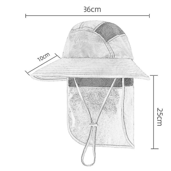 Mænds UPF 50+ Solbeskyttelseshat med Bred Skygge og Halsklap - Sort