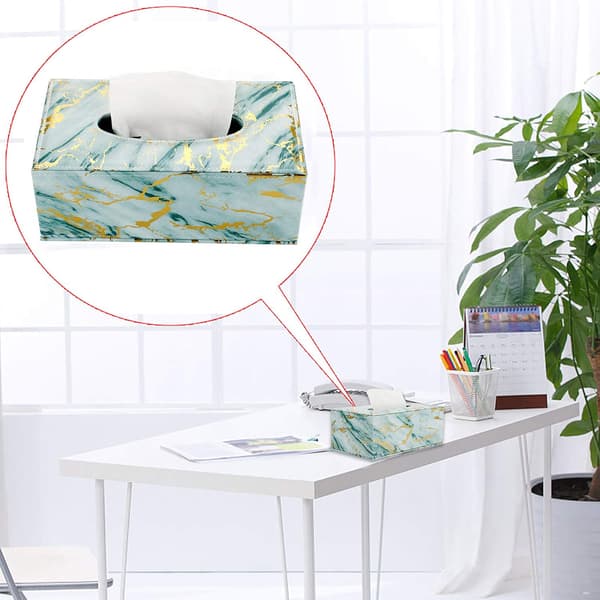 Rektangulær boks i syntetisk skinn - Grønn marmor