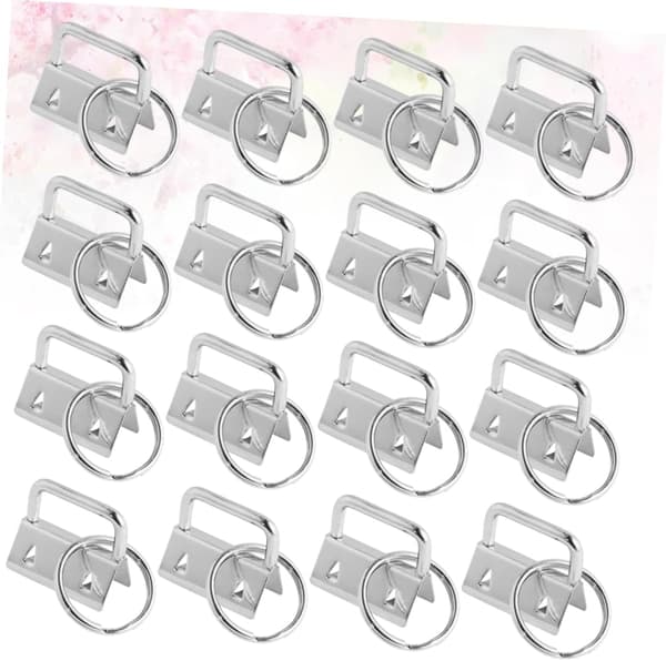 50 stk Nøglering Nøglebrik Hardware 25mm Sølv Robust Metal