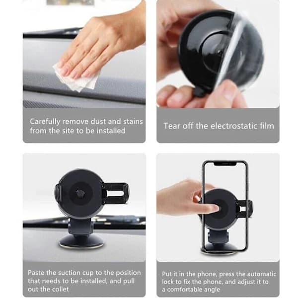 Automatic Smooth Car Holder Dashboard Smartphone Holder Suction Cup Mobile Holder