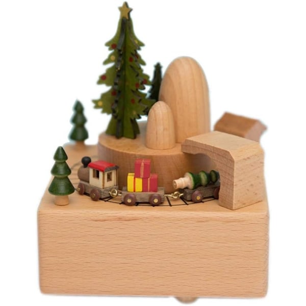 Julemusikdåse af træ præsenterer juletogsmusikdåse til hende, Smart Castle Musikdåse Legetøj Fødselsdagsgave til elskere venner