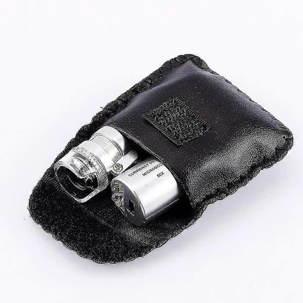 Mini Microscope Magnifier Portable Microscope Magnifying Glass LED UV Light for Jewelry (silver) (1pc)