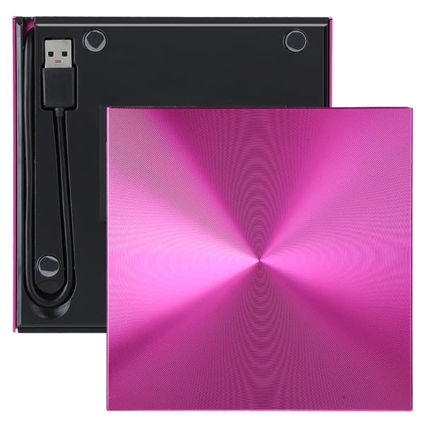DVD CD Burner USB 3.0 External Burner Reader Player Recorder for Laptop - Rose Red