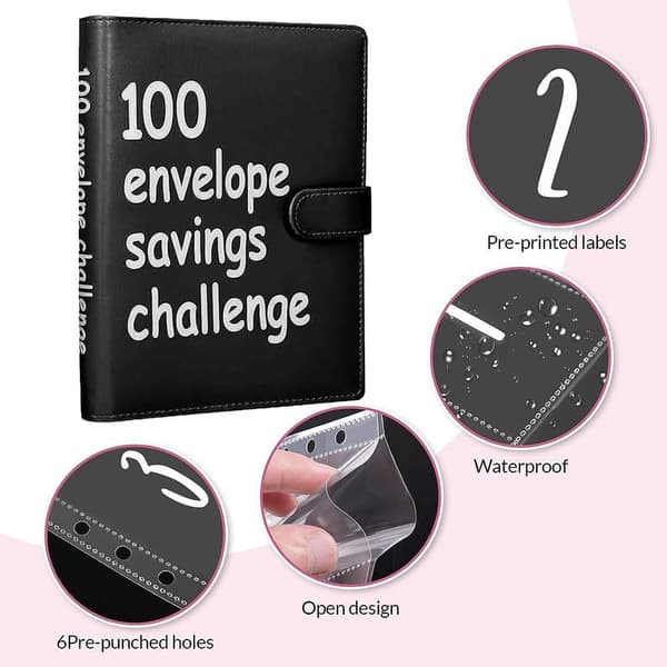 100 Envelope Money Saving Challenge, 100 Envelope Challenge Binder, an Easy and Fun Way to Save Money, Bookbinding Clips, Cash Envelopes.