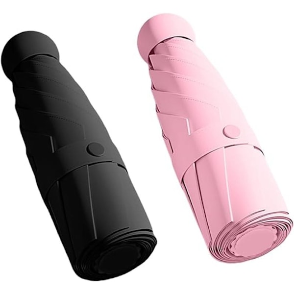 Matkakatos - Mini Taitettava Kompakti Katto Kotelolla, 8 Ripaa Kevyt Kannettava Katto, Pieni Aurinko & Sade Taskukatos