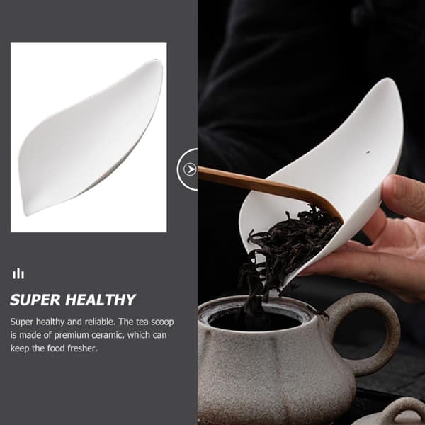 Ceramic Tea Scoop White Portable Multifunctional Tea Scoop with Creative Design Practical