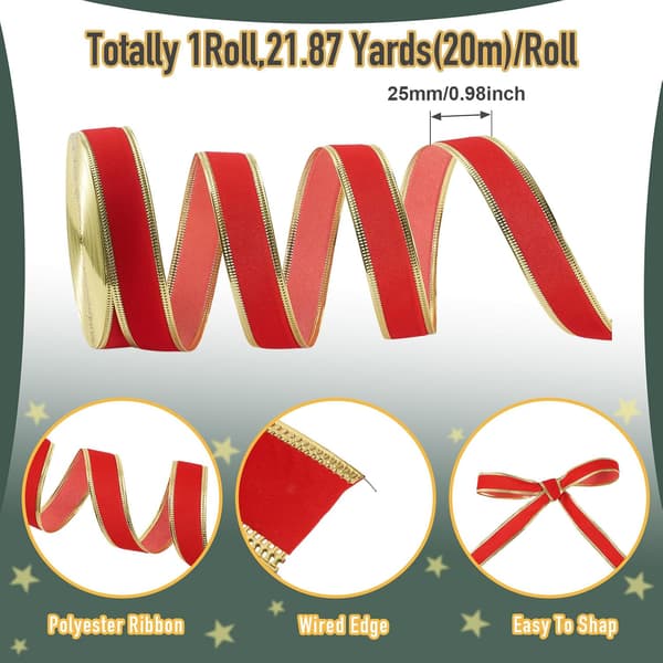 22 Yards Rött Sammet Flocked Band Polyester Hantverk | röd