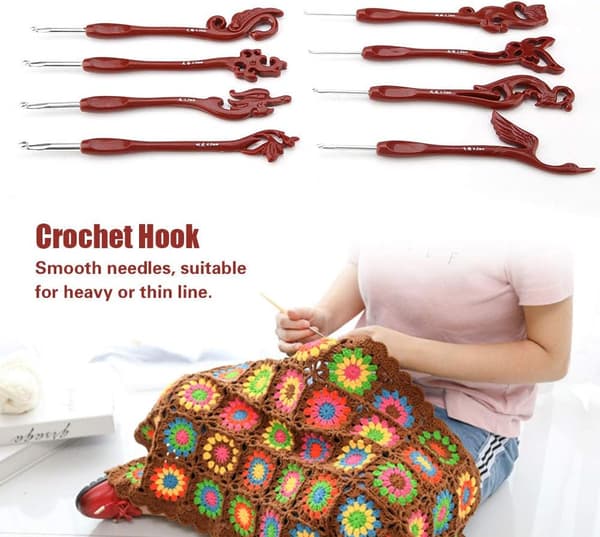 Retro Crochet Hooks Set, 8 Pcs Retro Birds Unique Crochet Hooks Set Knitting Smooth Needles Tools Ergonomic Handle