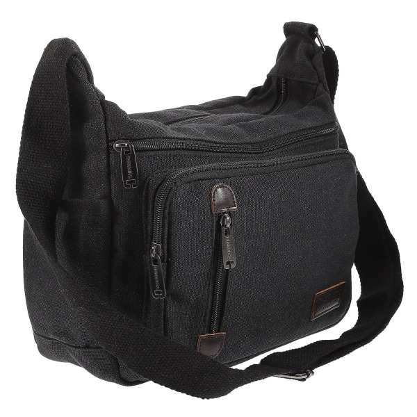 Svart Herr Canvas Shoulder Messenger Bag Crossbody Satchel Travel Man's BagsSvarta Black