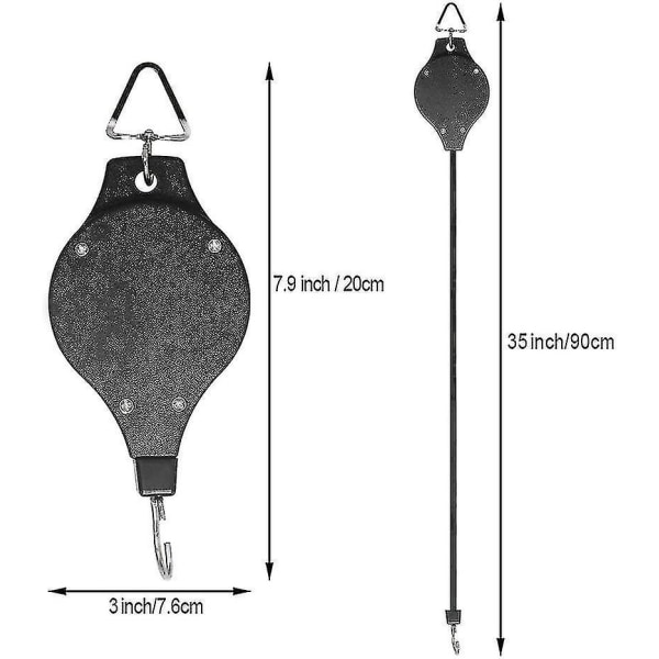 2 Pak Plante Hængekrog Trækhjul, Tilbagetrækkelig Planteophæng Nem Adgang Hængende Blomsterkurv Til Havekurve Potter Og Fuglefoder Hæng Højt Op Og Træk