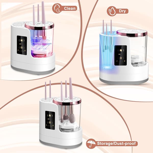 Automatic Makeup Brush Cleaner, 3-in-1 Device with Automatic Drying and Storage Function