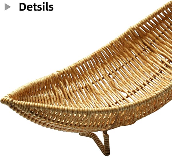 Woven Fruit Basket in Boat Shape Multifunctional Not Easy to Break Rustic Natural Design
