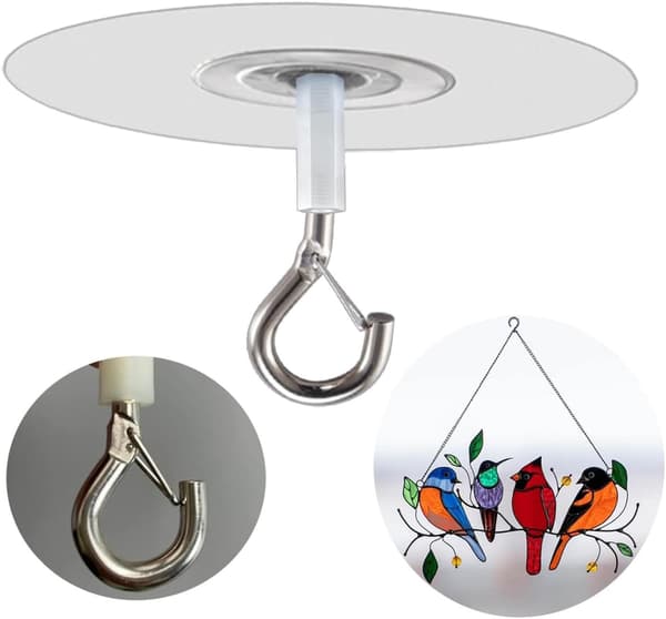 Self-adhesive ceiling hooks with safety, no drilling, heavy-duty ceiling hooks, extra strong self-adhesive hooks for flower pots, ceiling hooks with Sa