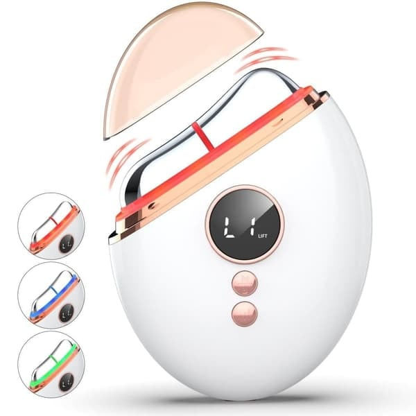 EMS Gua Sha Facial Massager, Vibration and Heat, Anti-Wrinkle, Red/Blue/Green Light