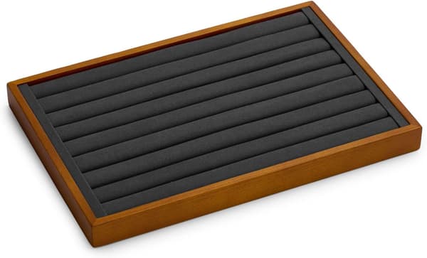 Træ Smykkeopbevaringsbakke Ringdisplaybakke til Ørering Ring Organizer og Display (Ringopbevaringsbakke - Grå)