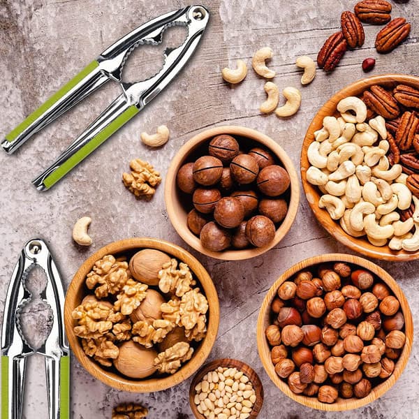 Metal Nutcracker with Non-Slip Handle, Heavy-Duty Walnut Opening Tool for Hazelnuts, Brazil Nuts, and Other Hard-Shelled Nuts