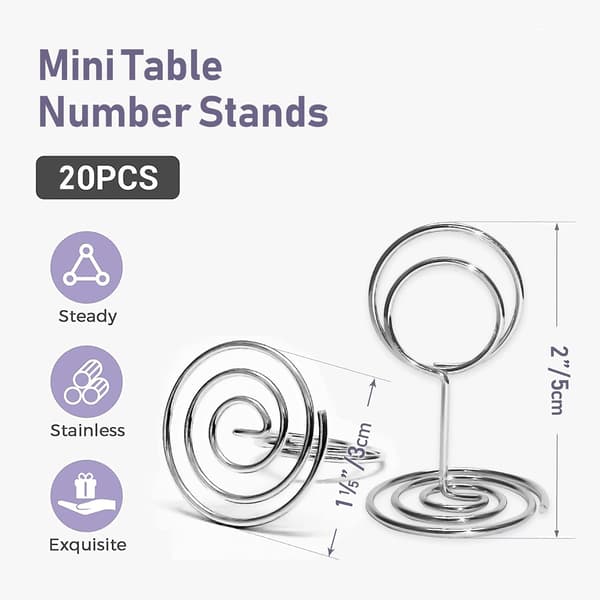 20-pak 2 tommer mini bordkortholdere til bryllup og kontormemo (sølv)