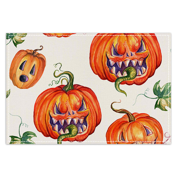 Halloween Servietter Sett med 4, 12x18 Tommer Spøkelsesbordmatter Skumle Lin Halloween Spiseborddekorasjoner