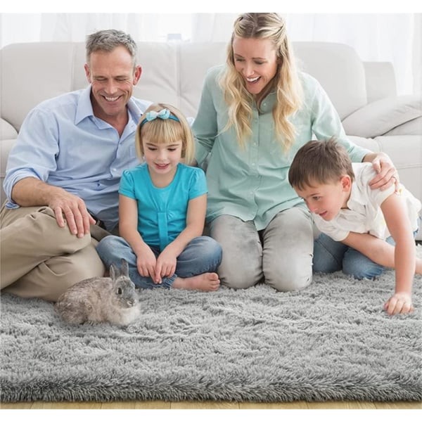 Moderni pörröinen olohuone Pehmeät matot sopivat lasten makuuhuoneeseen Kodinsisustus Makuuhuoneen Sisustus Erittäin pehmeä matto (harmaa