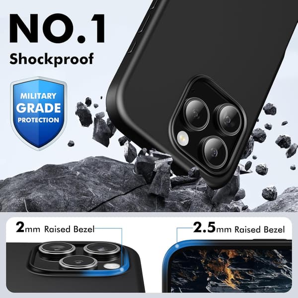 Silicone Case Compatible with iPhone 16 Pro Max Case Soft Ultra-Thin Protective Shockproof Liquid Silicone Phone Case, 6.1 \" Midnight Black