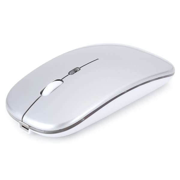 Wireless Mouse 2.4G Rechargeable USB Wireless Gaming Mouse with LED Colorful Light Silver