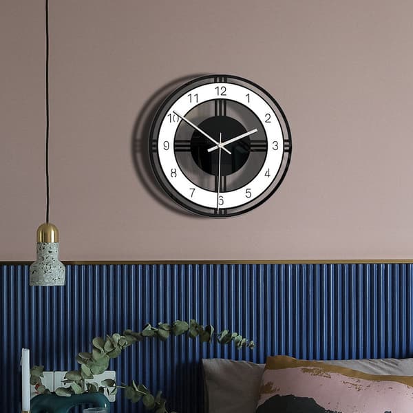 Modern Design Acrylic Wall Clock, Silent, Round Decorative Quartz Wall Clock, 11 Inch (Black and White)
