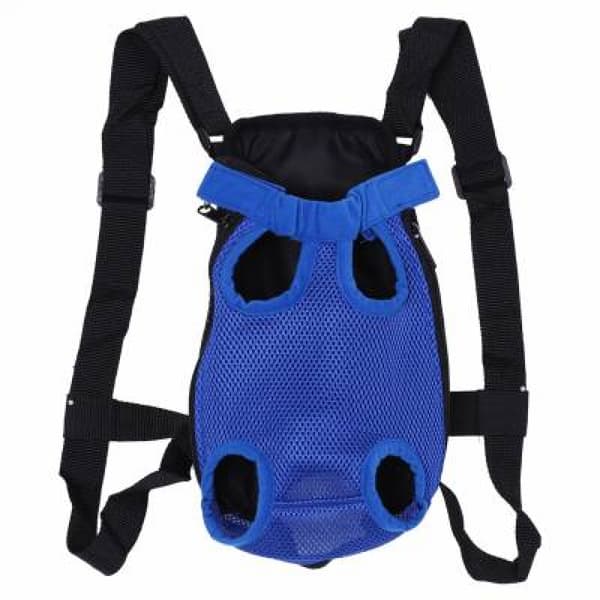 (Blue M) Stylish and durable five-hole dog backpack mesh chest Ha