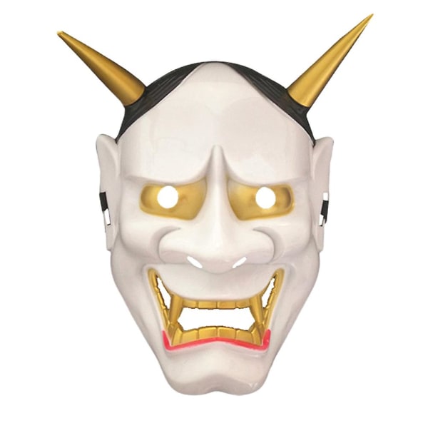 1 stk Halloween Maske Dekor Horn Prajnaparamita Maske Skremmende Japanske Myter Maske Cosplay Party Rekvisitter F White 25X20cm