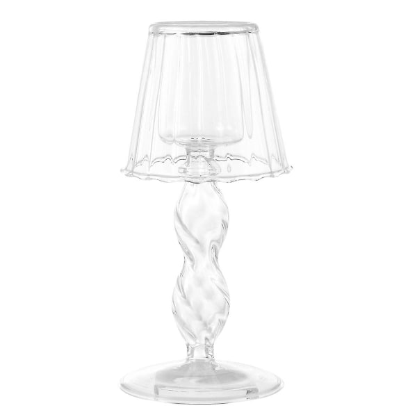 1 kpl Retro läpinäkyvä lasikynttilänjalka häät koristeellinen lasipöytälamppu