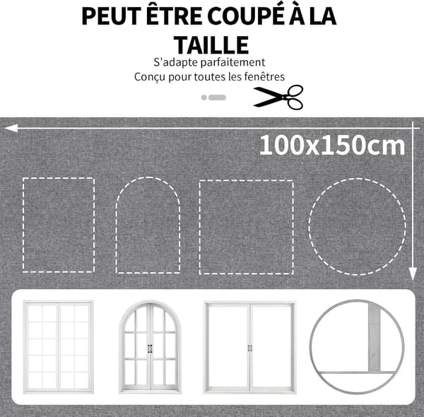 Blackout Blind, Linen Window Blind, 100 x 150 cm, Thermal Blackout Fabric, Cuttable, Protective