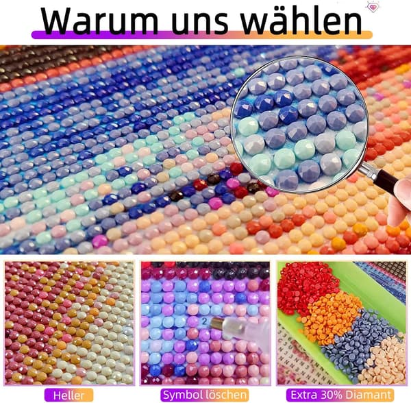 5D Diamantmaleri Kit 30 x 40 cm til Voksne, Diamantmaleri