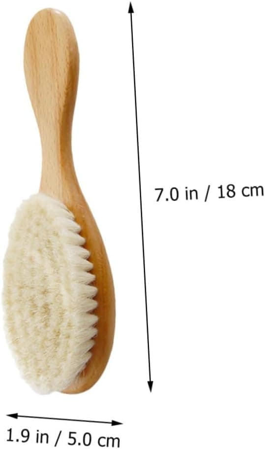 2 pcs wool baby brushes for infants, solid wood handle