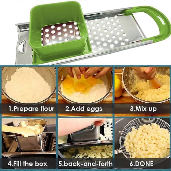 Premium Quality Stainless Steel Spätzle Maker with Comfortable Handle, Traditional German Egg Noodle Machine