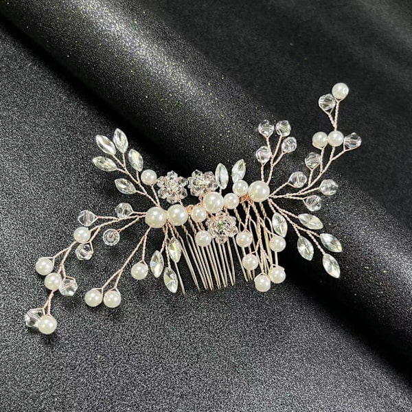 Silver Hårkam Brudhår Smycken Retro Brudhårspännen Tillbehör Glittrande Håraccessoar Kam för Brudar